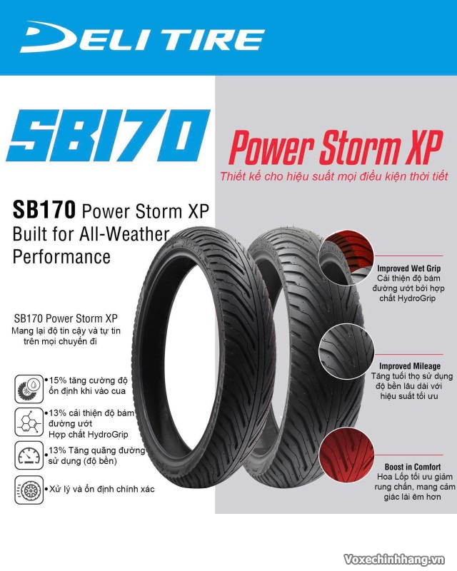 Vỏ deli sb170 10080-14 power storm xp  - 2